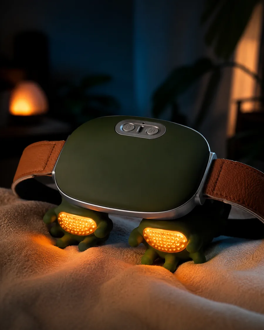 De twee verwarmingsplaten van het apparaat oranje oplichtend in een donkere kamer
